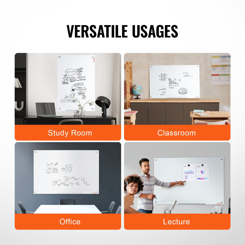 Magnetic Glass Whiteboard 48 x 32 in, Frameless Dry Erase Board – image 6