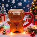 Gingerbread Man Ceramic Mug, 3D Christmas Cup 300 ml