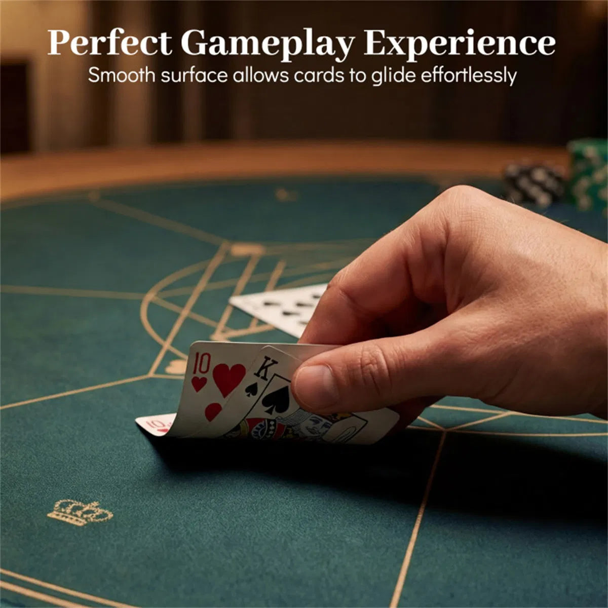 Round Poker Table Top 40 in, Foldable Card Mat with Carry Bag, Green – image 5