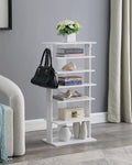 Shoe Rack 7-Tier Vertical with Hooks, Narrow Entryway Organizer