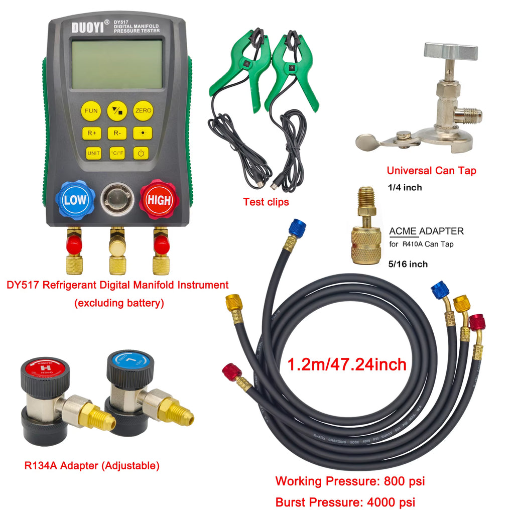 HVAC Digital Manifold Gauge, Dual Pressure & Temp, 93 Refrigerants – image 10