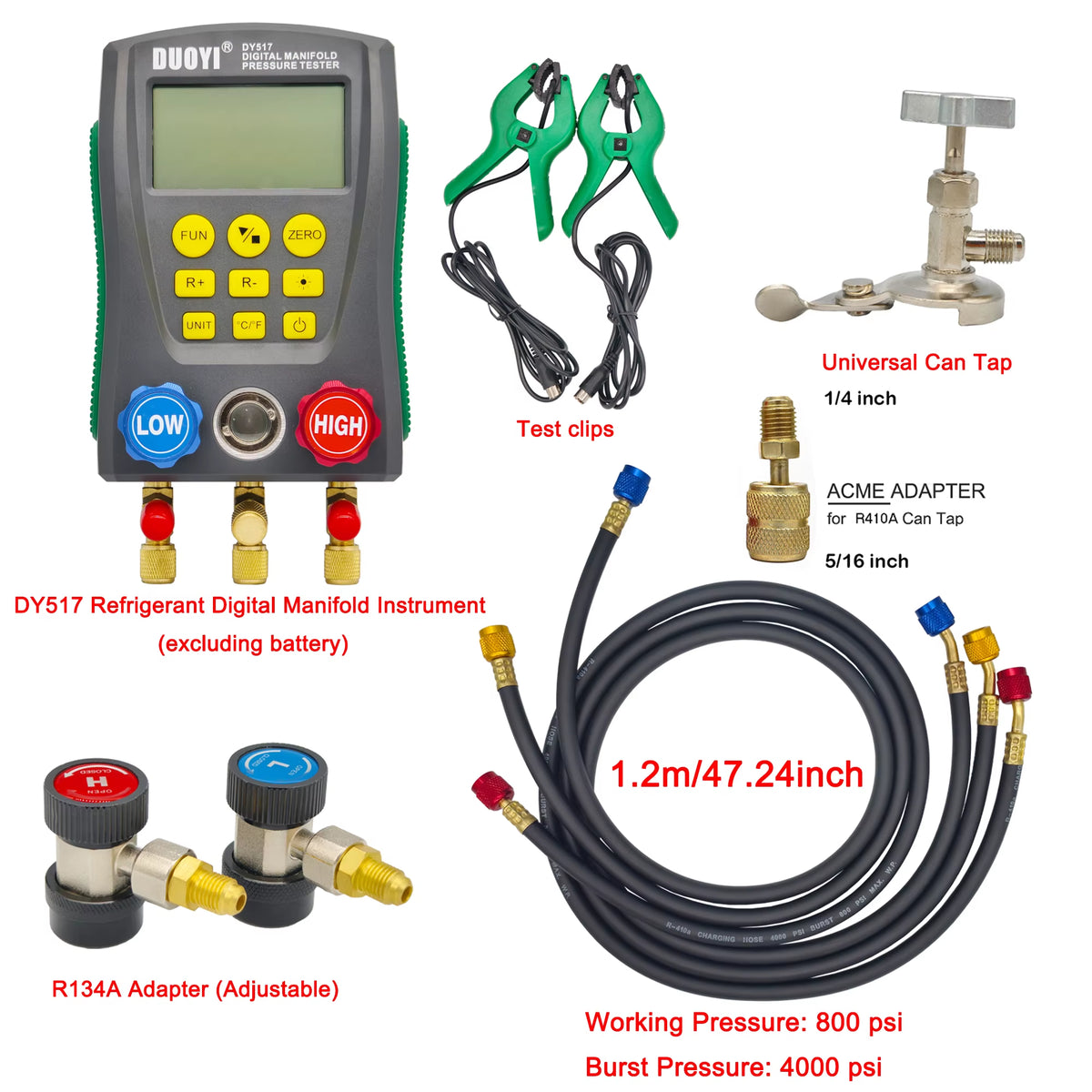 HVAC Digital Manifold Gauge, Dual Pressure & Temp, 93 Refrigerants – image 10