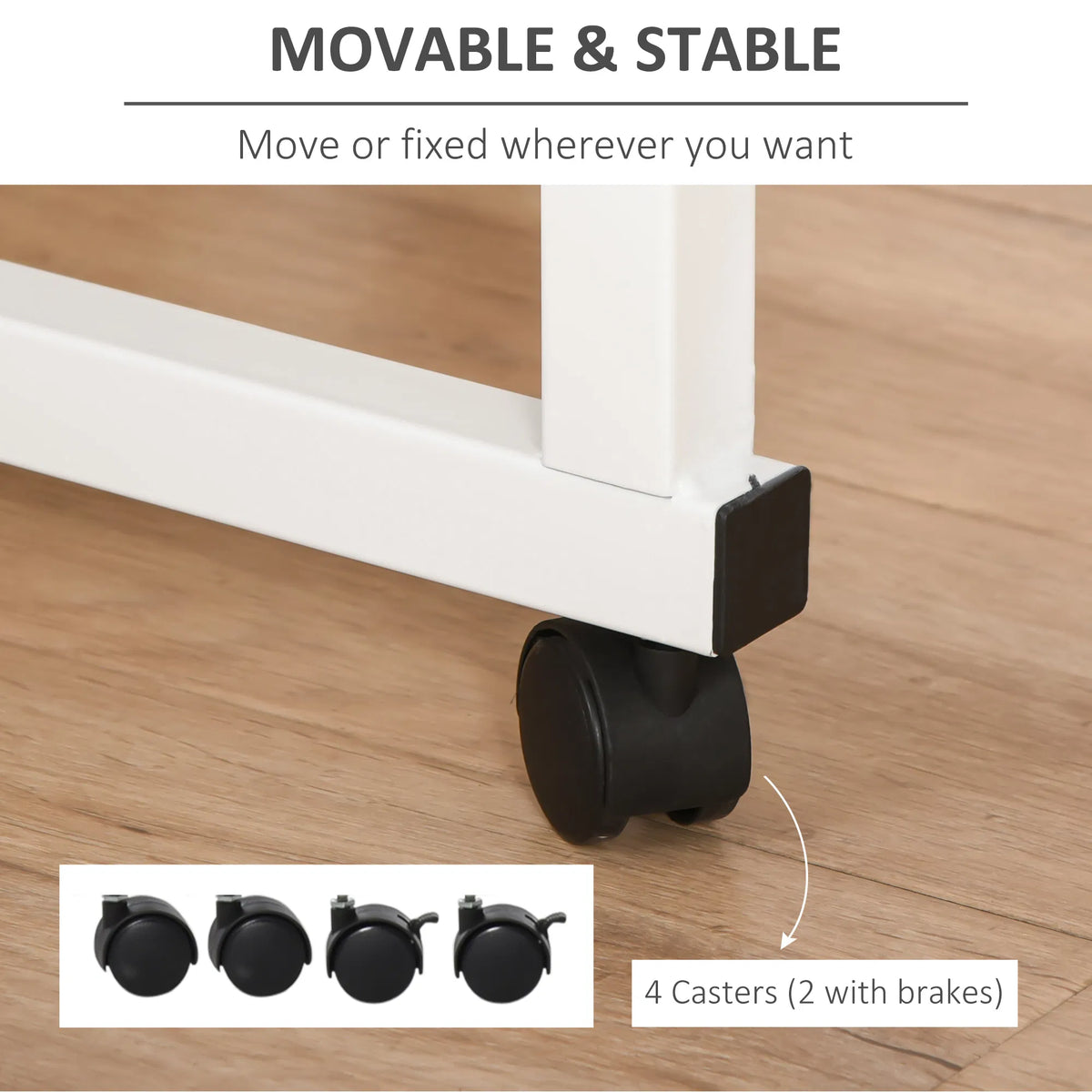 C-Shaped Mobile Laptop Desk with Wheels, Adjustable Height, Natural – image 6