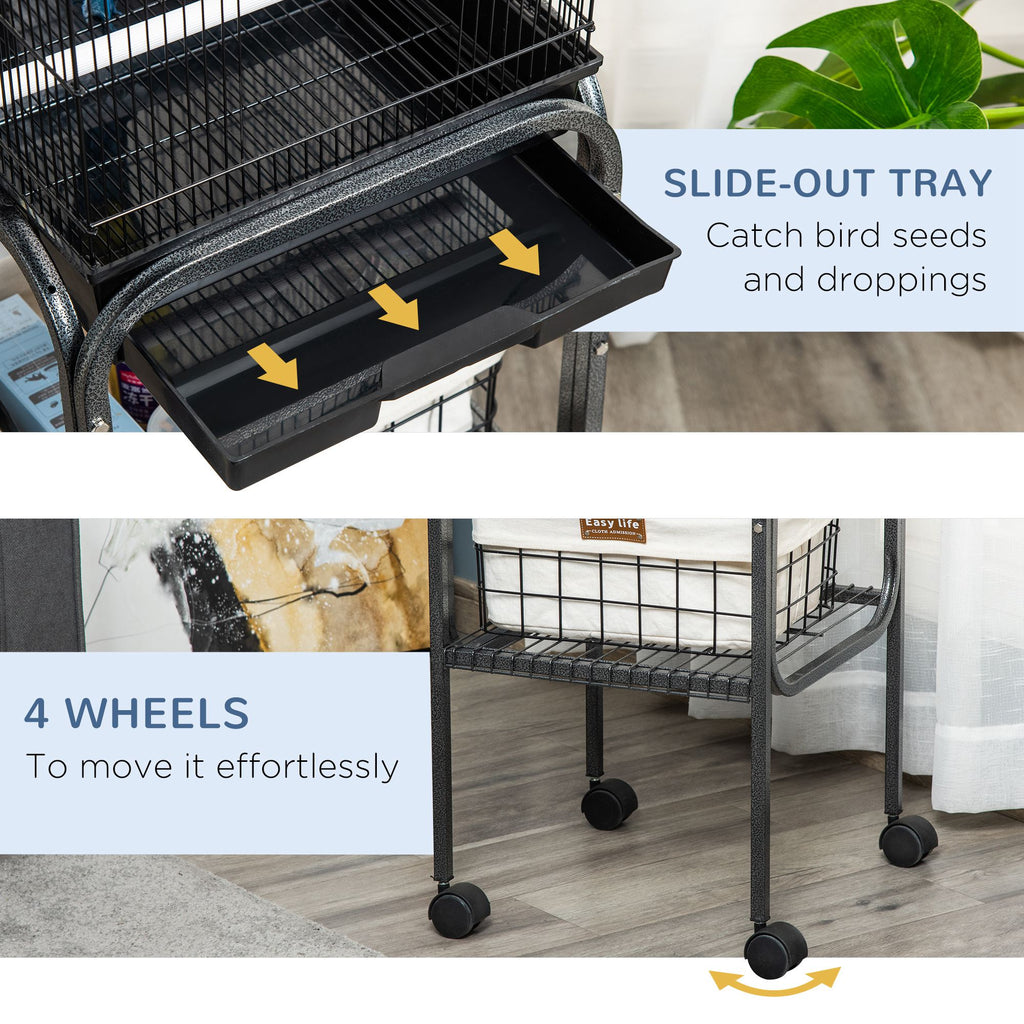 Rolling Bird Cage 45 in with Detachable Stand and Storage Basket – image 6