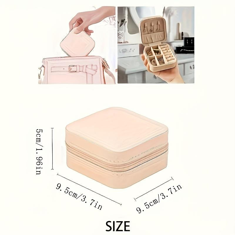 Mini Travel Jewelry Box Set of 15, PU Leather, Pink Green White – image 11