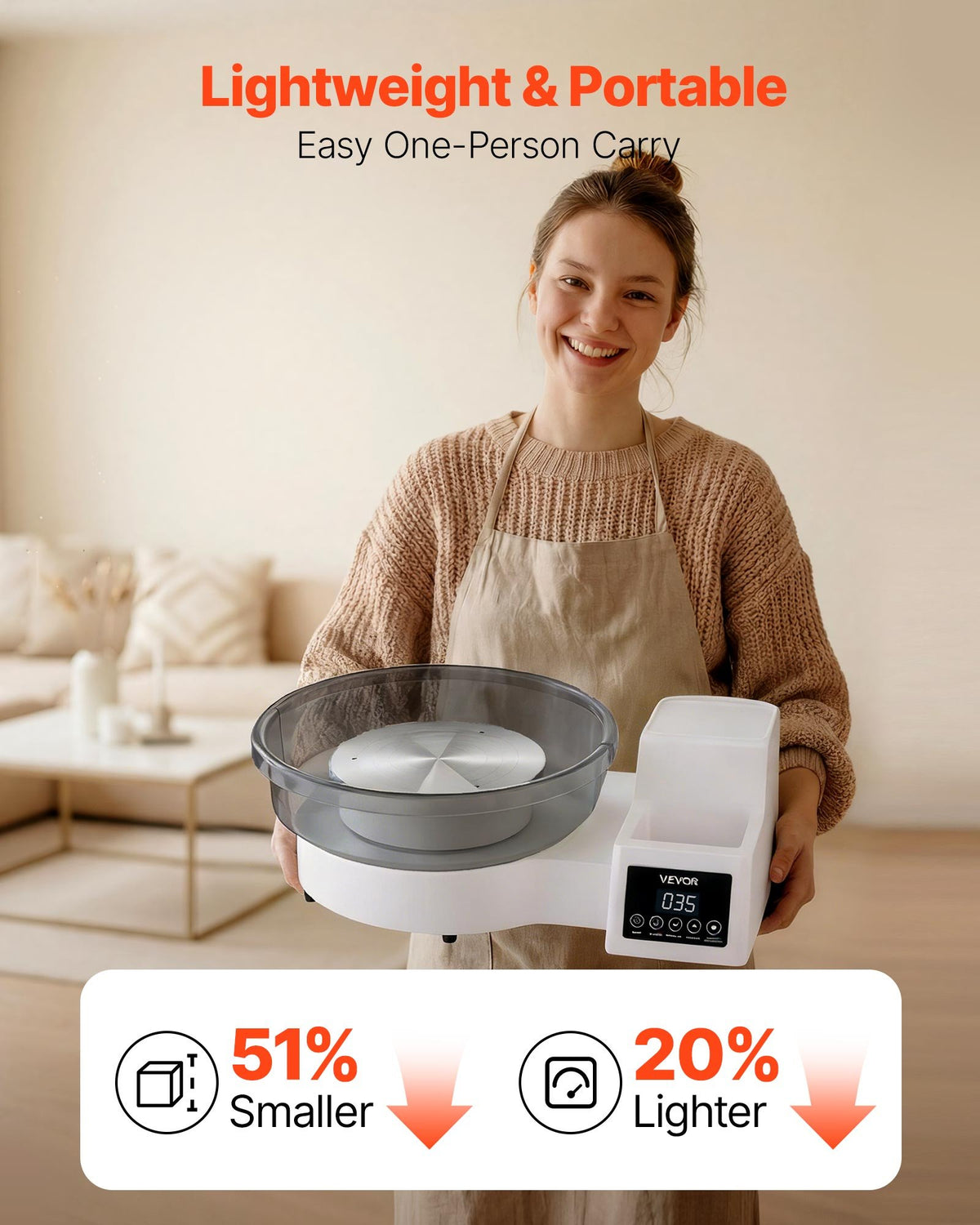 Tabletop Pottery Wheel for Adults, 11 In Turntable, 450W, Foot Pedal – image 3