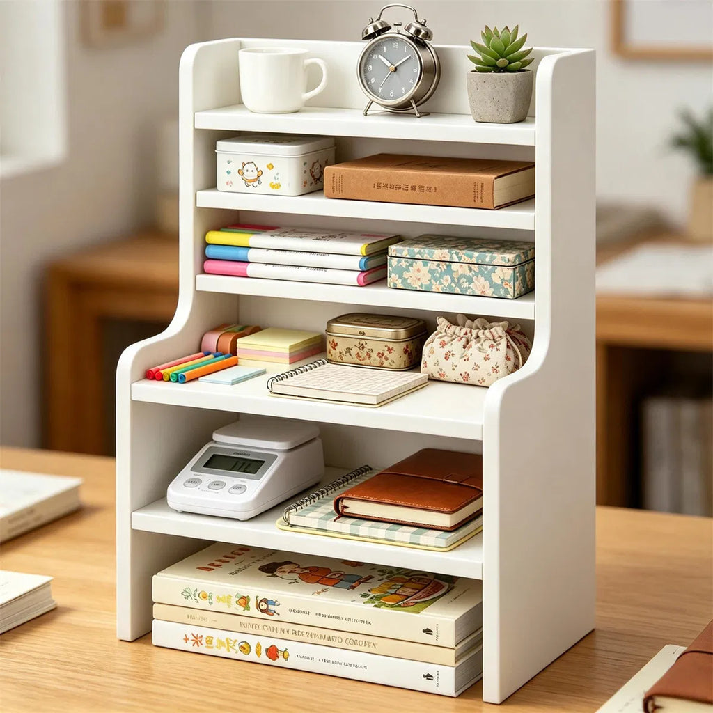 Desktop Storage Organizer, 6-Tier Wooden Shelf with Removable Tiers – image 7