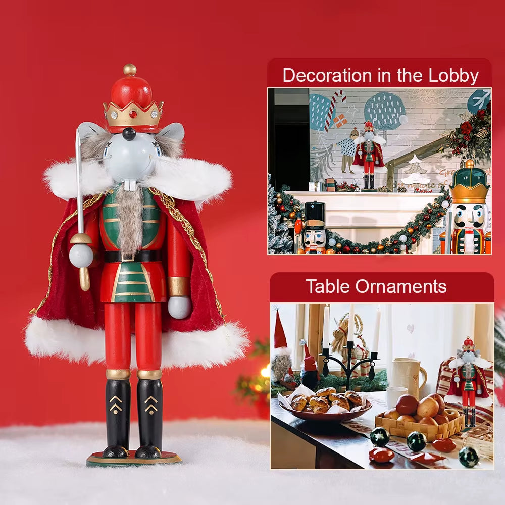 Wooden Christmas Nutcracker Figure 11.8 in Hand-Painted Mantel Decor – image 3