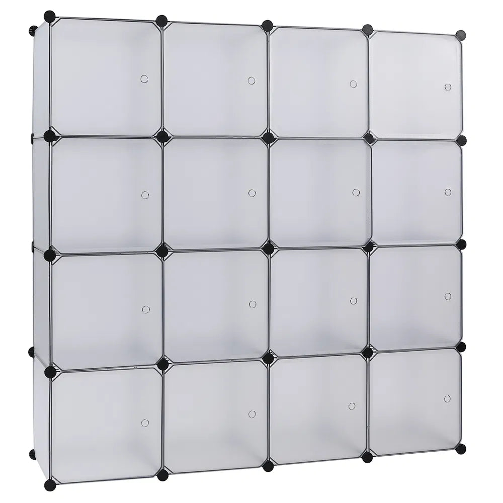 Cube Storage Shelf, 16-Cube Bookcase Organizer, White – image 15