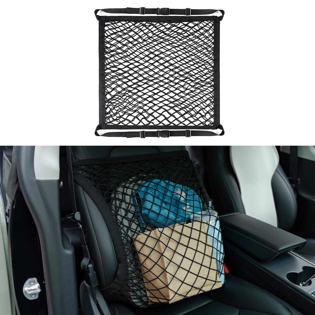 Car Front Seat Storage Net – Double Layer Elastic Organizer – image 2