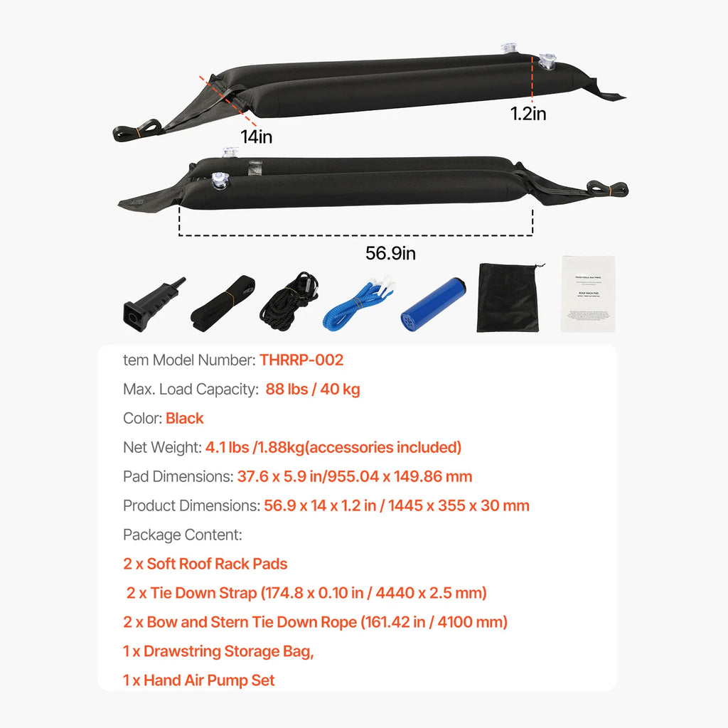 Inflatable Soft Roof Rack Bars, 37.6 in Universal Car Roof Rack Pads – image 4