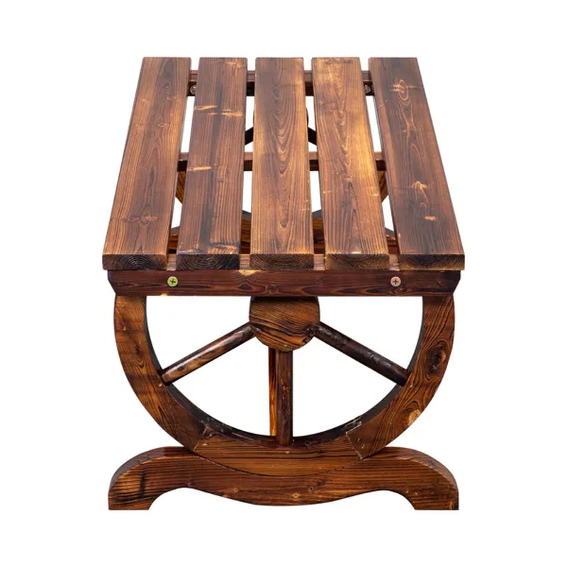Rustic Garden Bench - 2-Person Wagon Wheel Outdoor Porch Bench – image 6