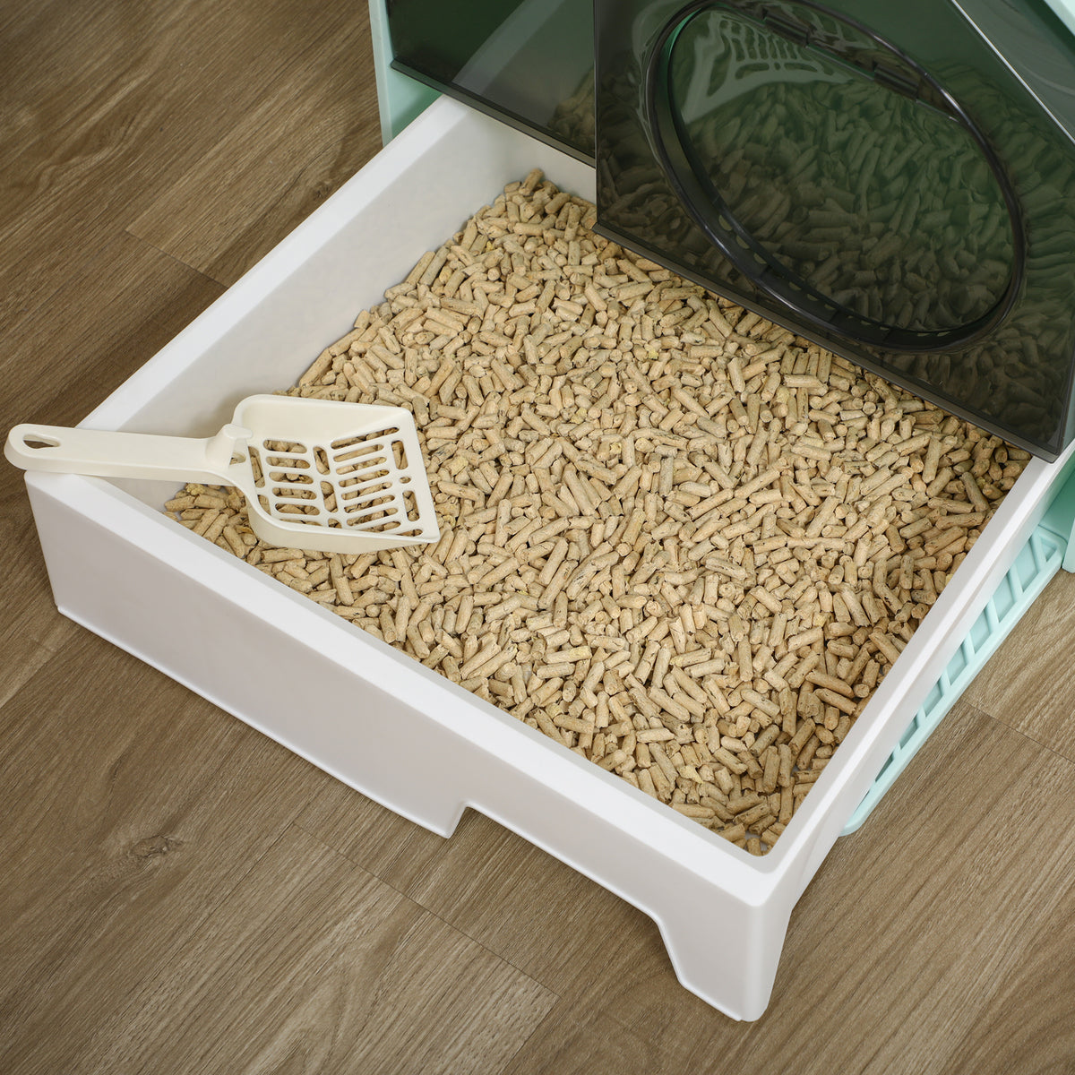 Hooded Cat Litter Box - Enclosed House Design with Drawer and Mat – image 8