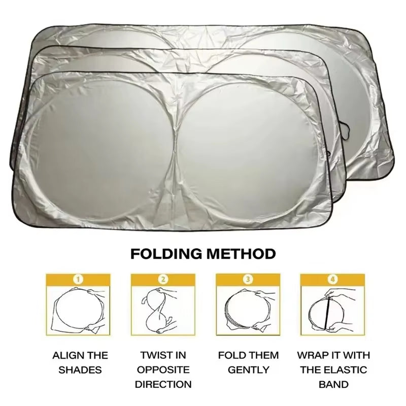 Windshield Sun Shade, Reflective Foldable Cover with Storage Bag – image 5