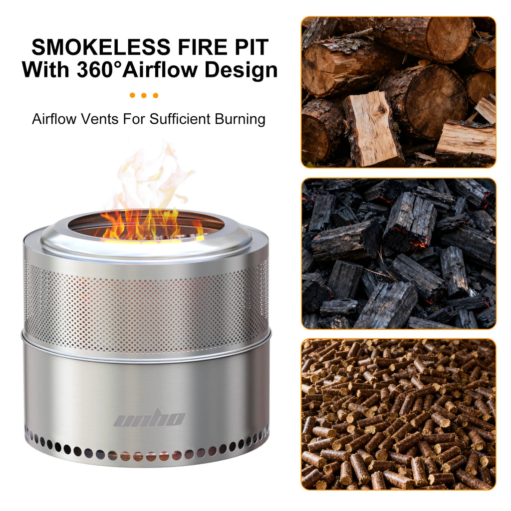 Smokeless Wood Burning Fire Pit with Carry Bag – Stainless Steel – image 5