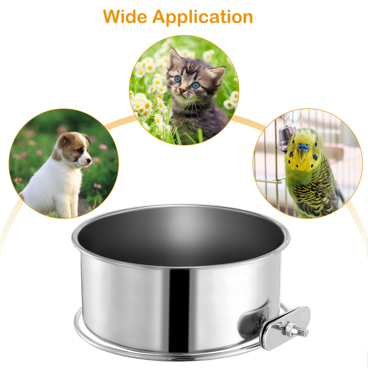 Dog Bowl for Crates, Stainless Steel Hanging Bowl with Clamp, M – image 5