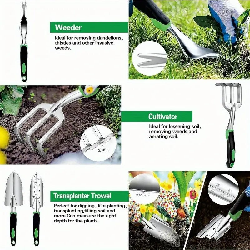 8-Piece Garden Hand Tool Set with Storage Bag and Gloves – image 8