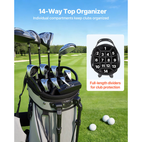 2-in-1 Golf Cart Bag With 14-Way Divider, Stand Legs and Rain Hood – image 2