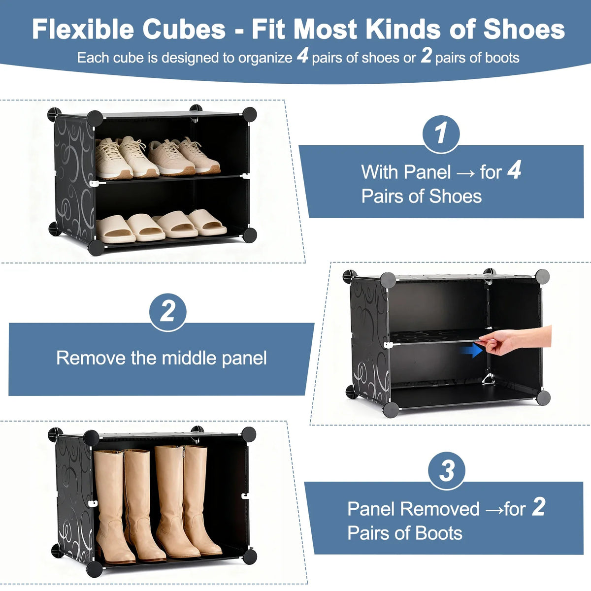 Shoe Storage Cabinet with Doors - 6-Tier Stackable, Holds 32 Pairs – image 4