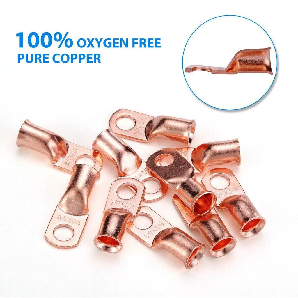 Electrical 1/0 AWG Copper Lugs with Heat Shrink, 20 Pcs