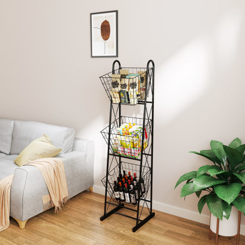 3-Tier Metal Wire Kitchen Storage Basket Stand for Produce – image 4