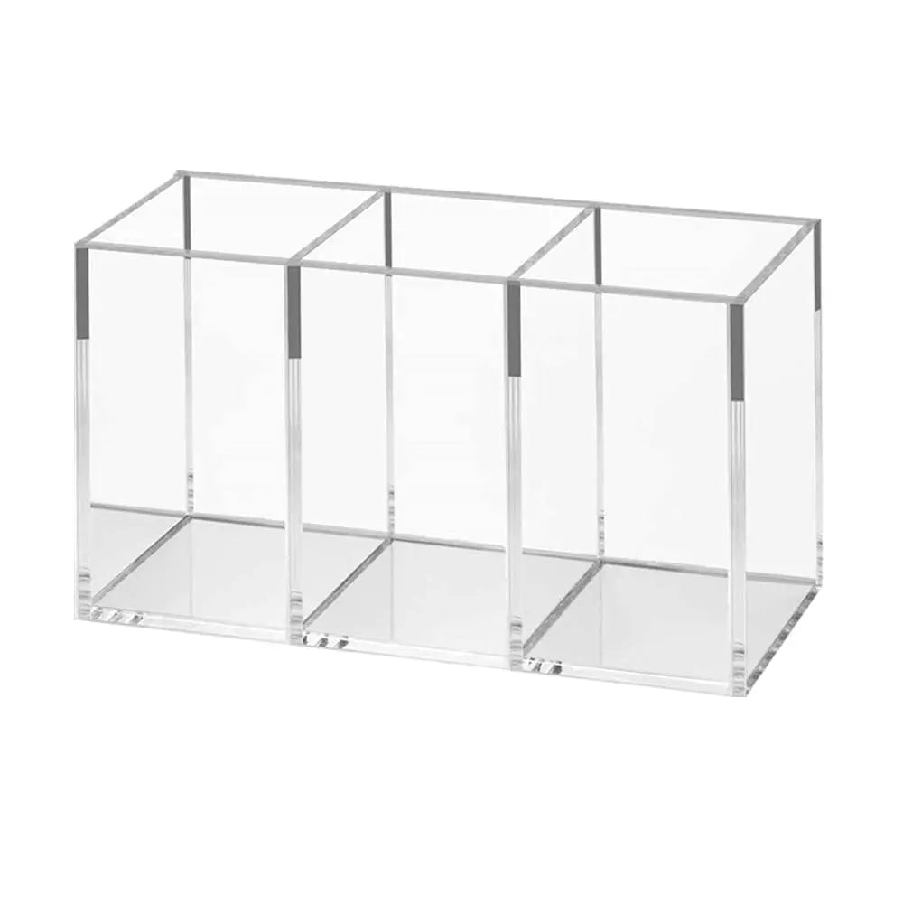 Clear Acrylic Makeup Brush Holder - 3-Slot Vanity & Drawer Organizer – image 6