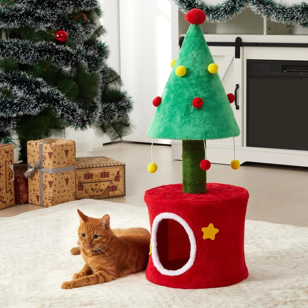 Small Cat Tree Tower – Sisal Posts with Cozy Cat Bed