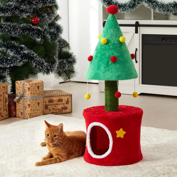 Small Cat Tree Tower – Sisal Posts with Cozy Cat Bed