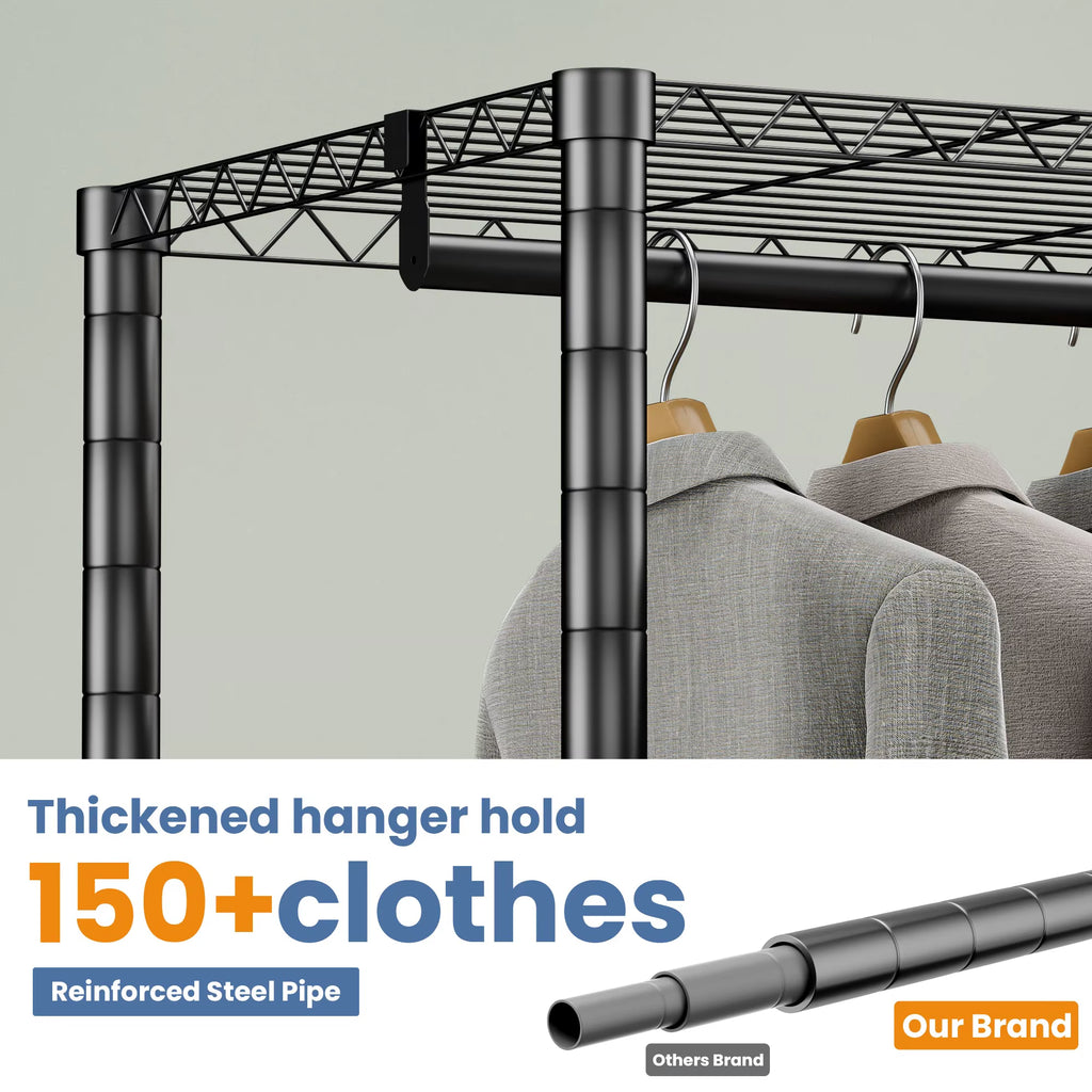 Freestanding Wardrobe Clothes Rack with Dust Cover, 960 lb Capacity – image 6