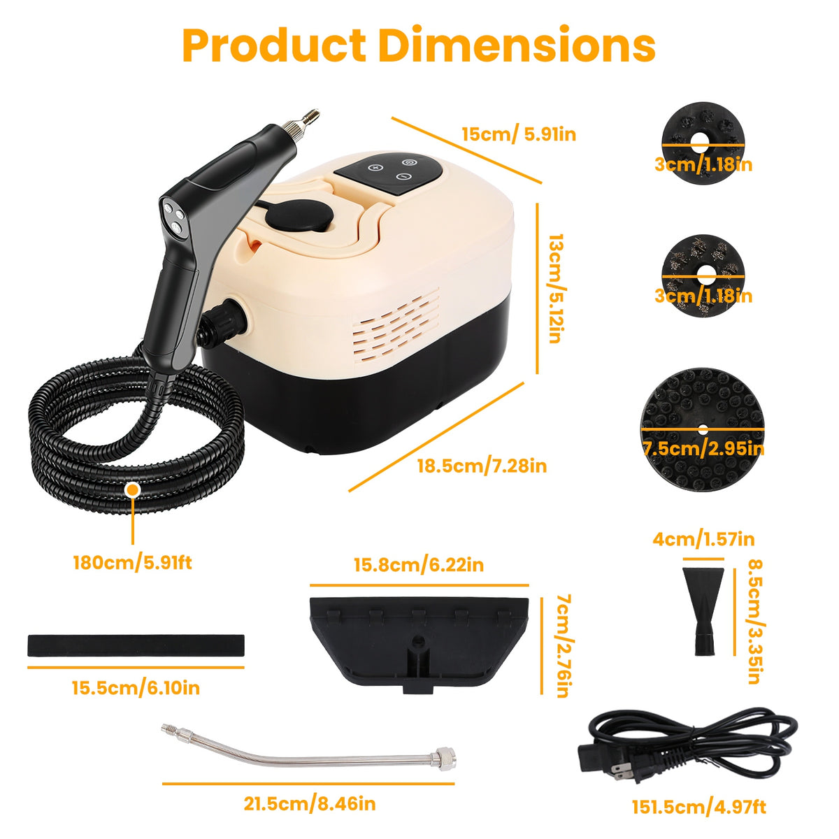 1500W Handheld Steam Cleaner with 1200 ml Tank and 6 Steam Levels – image 13