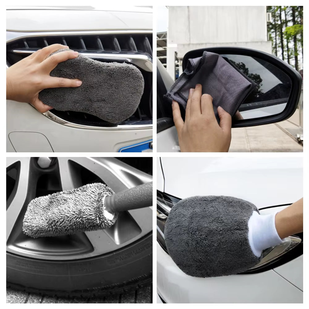 9-Piece Car Wash & Detailing Kit - Tire Brush, Mitt, Sponge & Towels – image 6