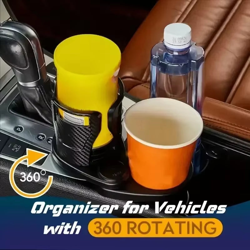 Cup Holder Expander, Dual Rotating Car Drink Holder Adapter – image 3