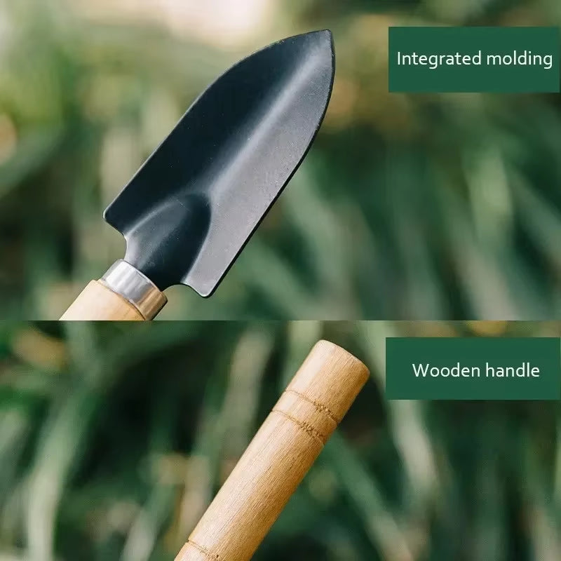 Mini Garden Tool Set 3-Piece - Trowel, Rake & Shovel, Wood Handles – image 5