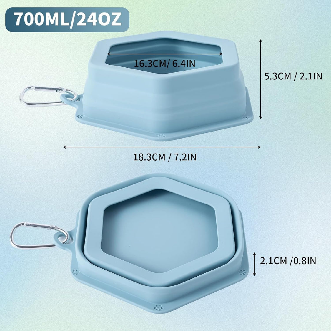 No-Spill Dog Travel Water Bowl, Collapsible Silicone, 24 oz – image 2