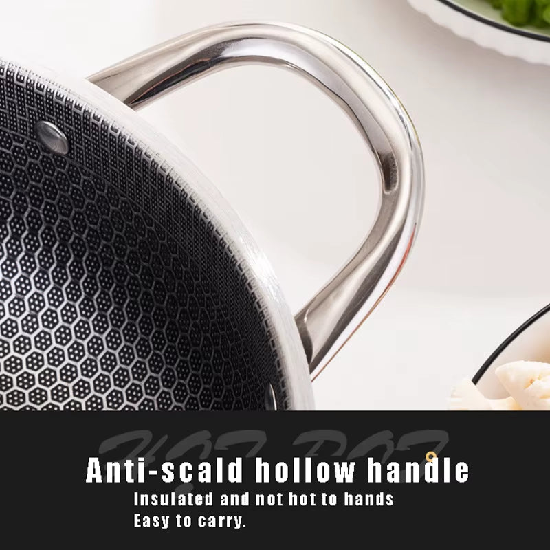 316 Stainless Steel Honeycomb Frying Pan, 28 or 30 Cm, Induction Ready