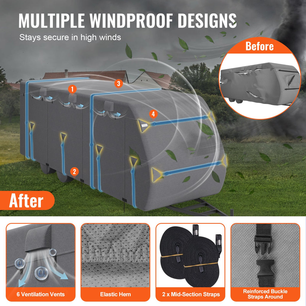 Travel Trailer Cover for 22-24 Ft RVs, 4-Layer with Tire Covers – image 4