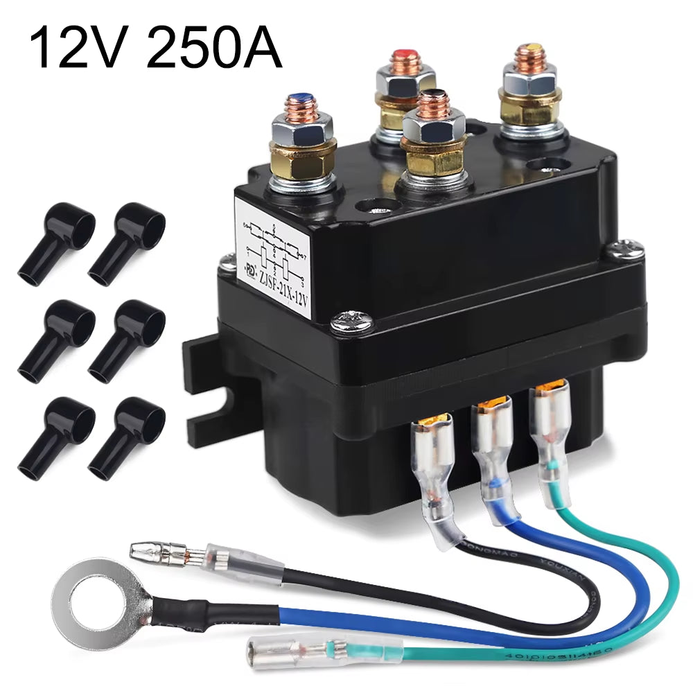 250A Winch Solenoid Relay Contactor for ATV & UTV Winches, 12V or 24V