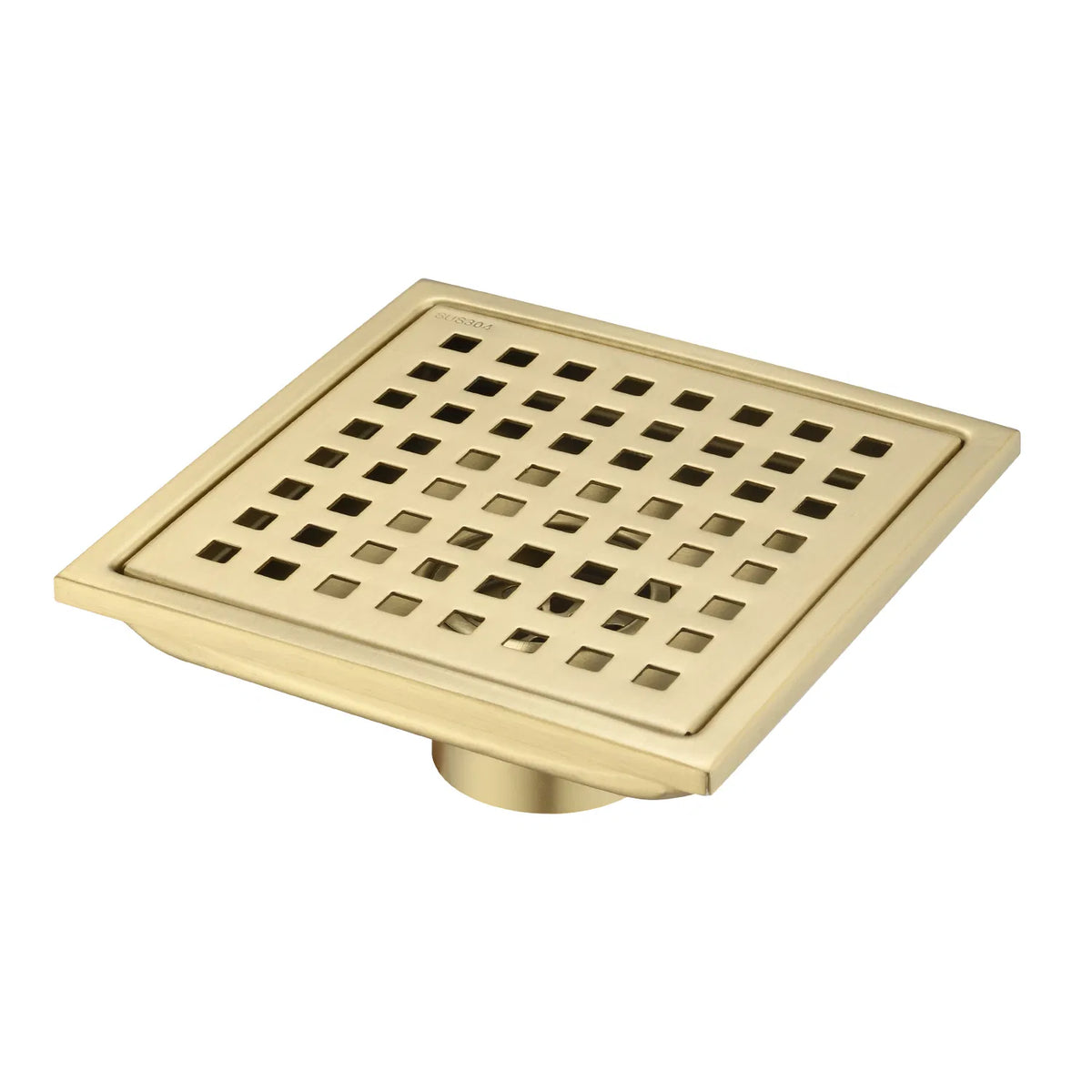 6 Inch Square Stainless Steel Shower Floor Drain, Removable Grate