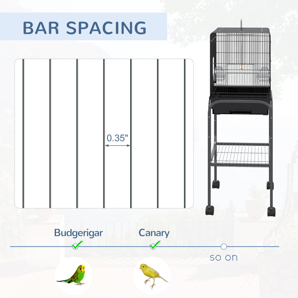 Rolling Bird Cage 45 in with Detachable Stand and Storage Basket – image 4