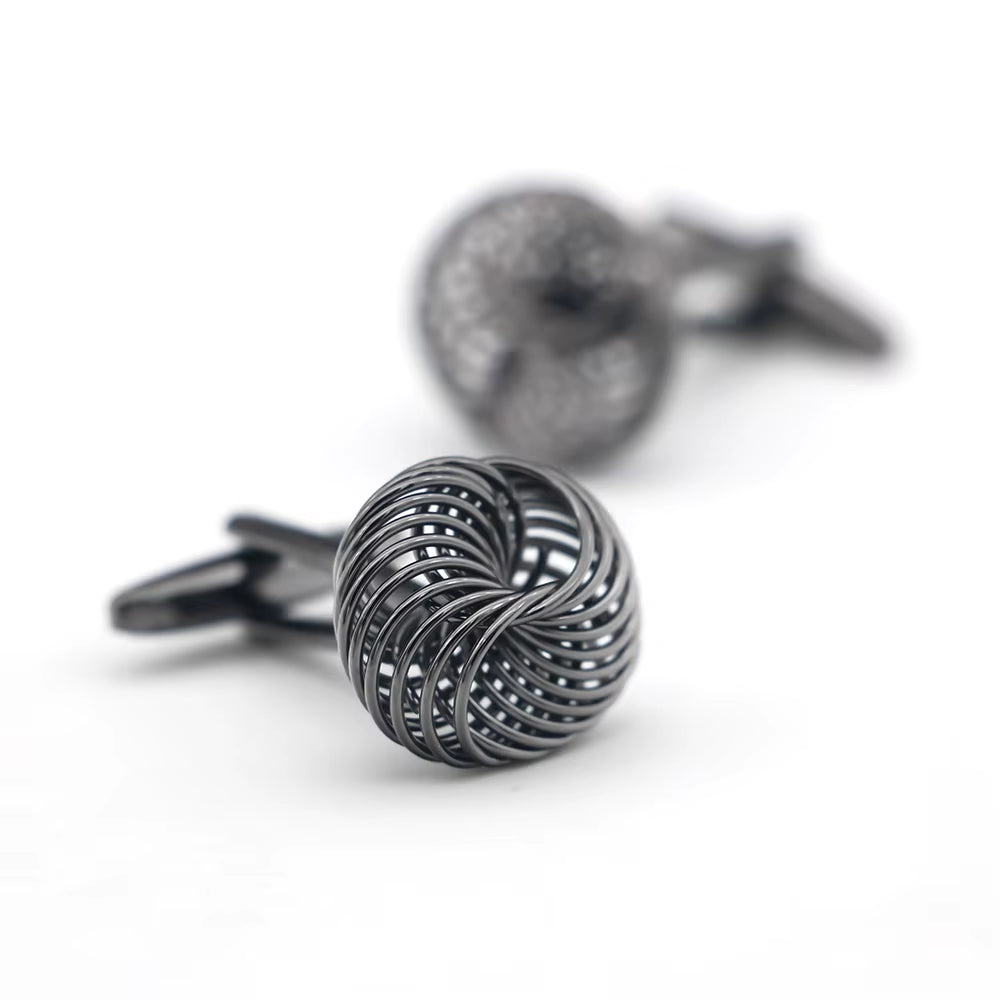 Woven Knot Cufflinks, Gunmetal Black Copper for Men – image 2