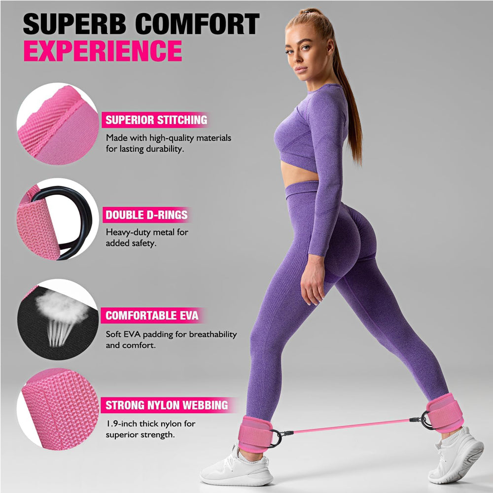 Ankle Resistance Bands with Cuffs Adjustable Glute Kickback Set – image 4