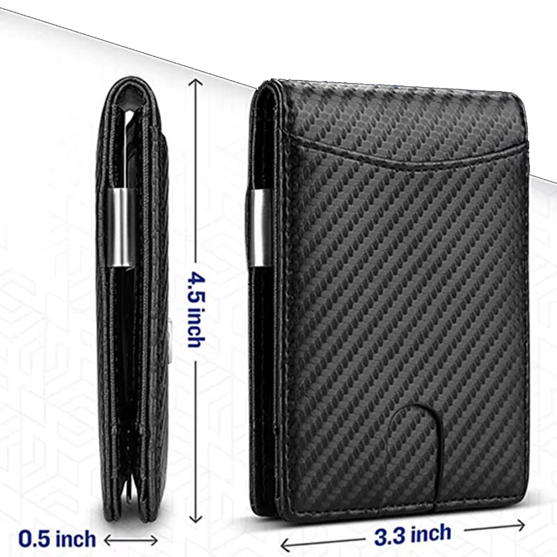 RFID Card Holder Wallet Carbon Fiber Look Slim Minimalist – image 3