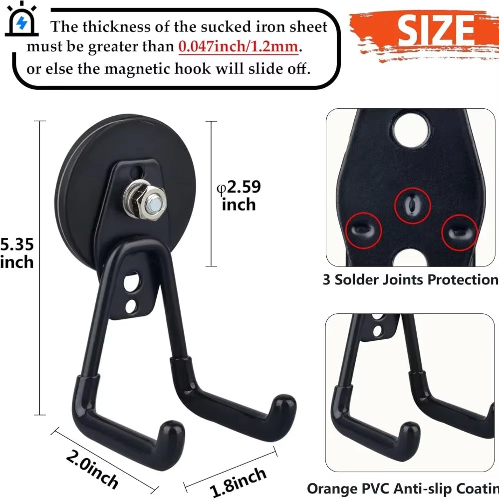 Magnetic Tool Hooks 2-Pack, Heavy-Duty Garage Storage Holders – image 6