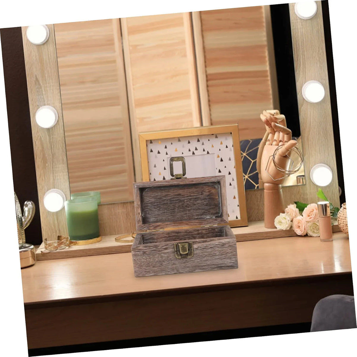 Jewelry Box – Small Wooden Organizer with Lid, Charcoal – image 3