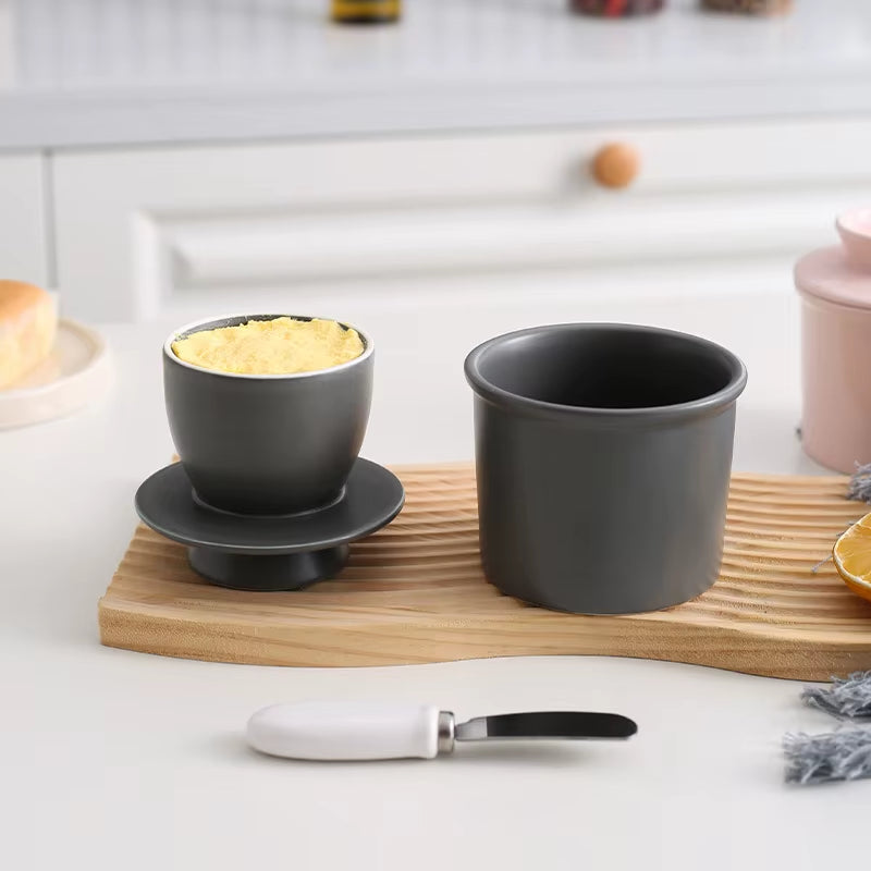 Ceramic Butter Dish with Lid – Round Countertop Butter Keeper – image 2