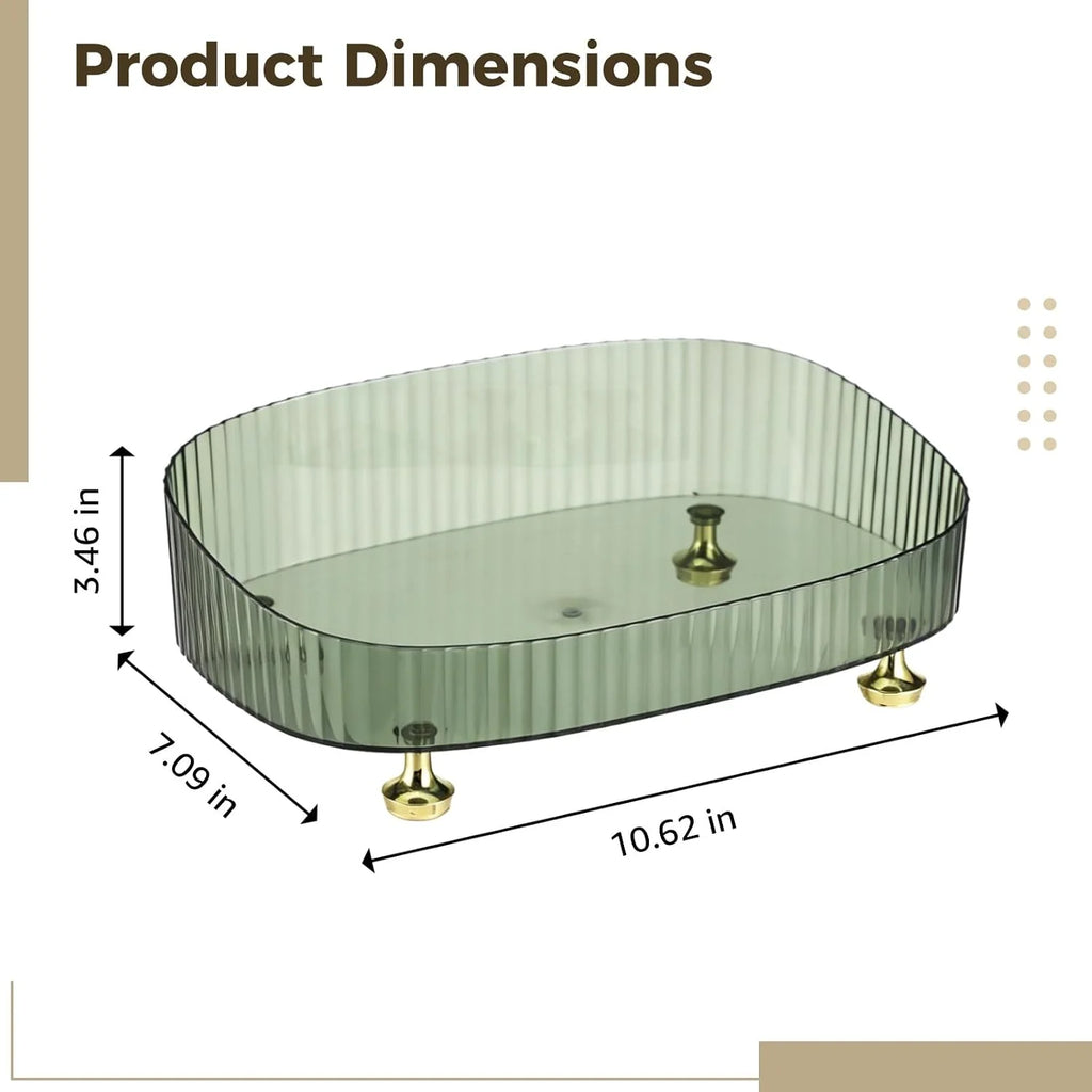 Makeup Organizer Tray, Slanted Green Vanity Tray with Gold Feet – image 3