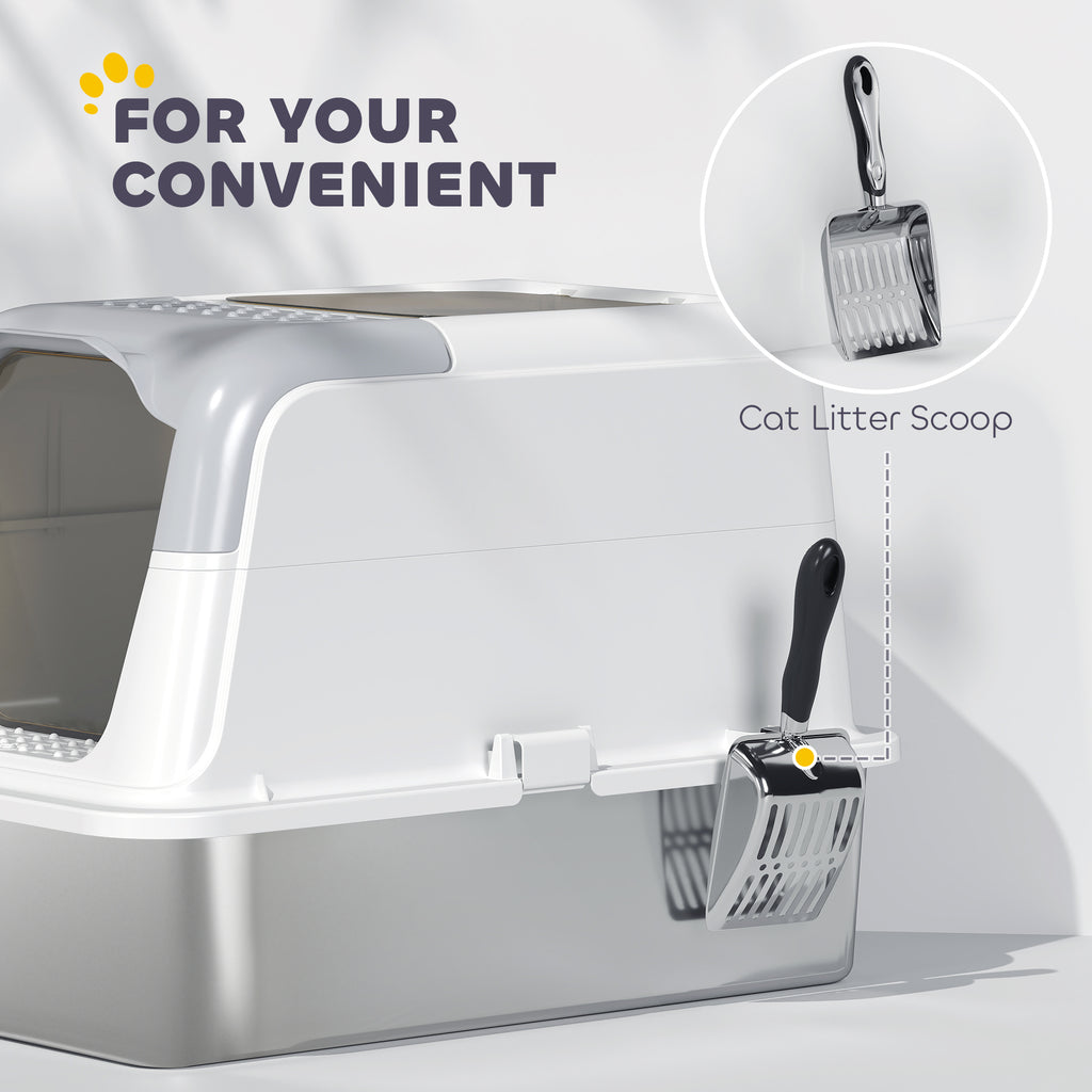 Stainless Steel Litter Box, Extra Large Enclosed with Scoop and Pedal – image 7