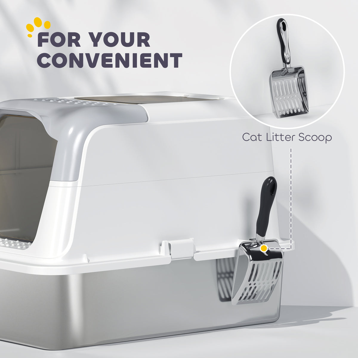Stainless Steel Litter Box, Extra Large Enclosed with Scoop and Pedal – image 7