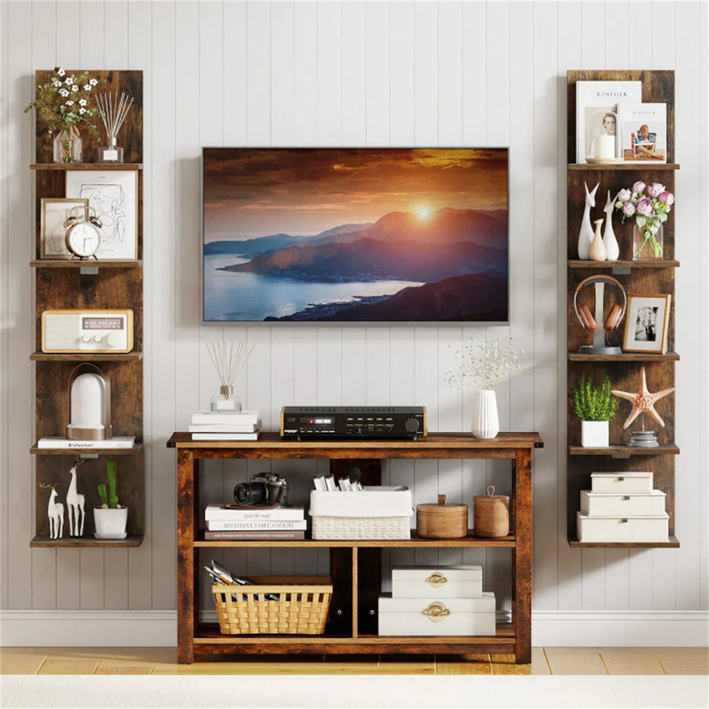 Floating Wall Shelf 5-Tier Rustic Wood Vertical Display Rack – image 7