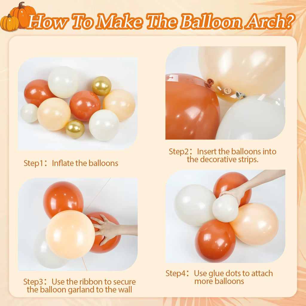 Fall Balloon Garland Arch Kit 146 pc Burnt Orange Nude Gold Harvest – image 3